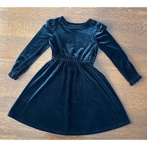Girls Black Velvet Dress Long Sleeve Party Holiday Kids Size Large